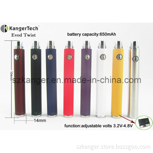 E Cigarette Adjustable Volt Battery, Evod Twist EGO Thread Battery